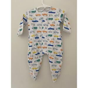 E=MC2 Magnetic Close Closure 3-6 Month Onsie Long Sleeve White Car Print Boy EUC